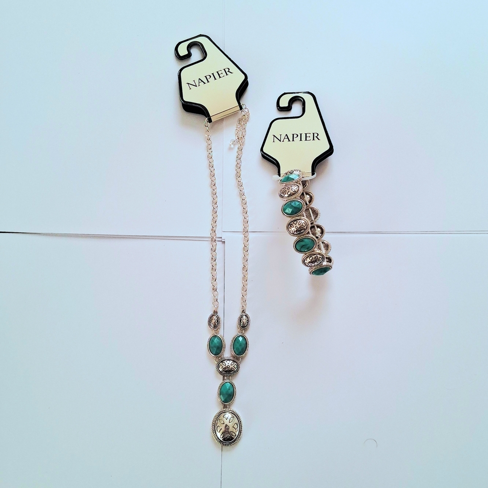 NWT Napier Silver Necklace with Turquoise Accents